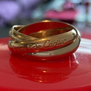 CARTIER 18K TRINITY RING VINTAGE SIZE 54 EXCELLENT
